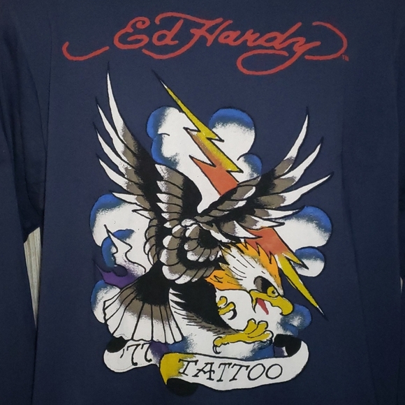 Ed Hardy Eagle Design Long Sleeve Tee - Picture 2 of 8